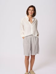 Kaffe KAmilia Elasticated Waist Long Grey Shorts - Image 2 of 5