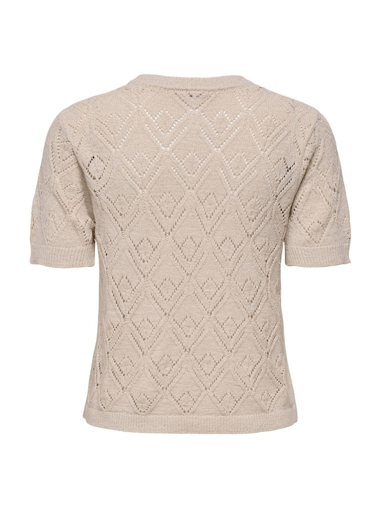 ONLY Pink Knitted Short Sleeve T-Shirt - Image 3 of 3