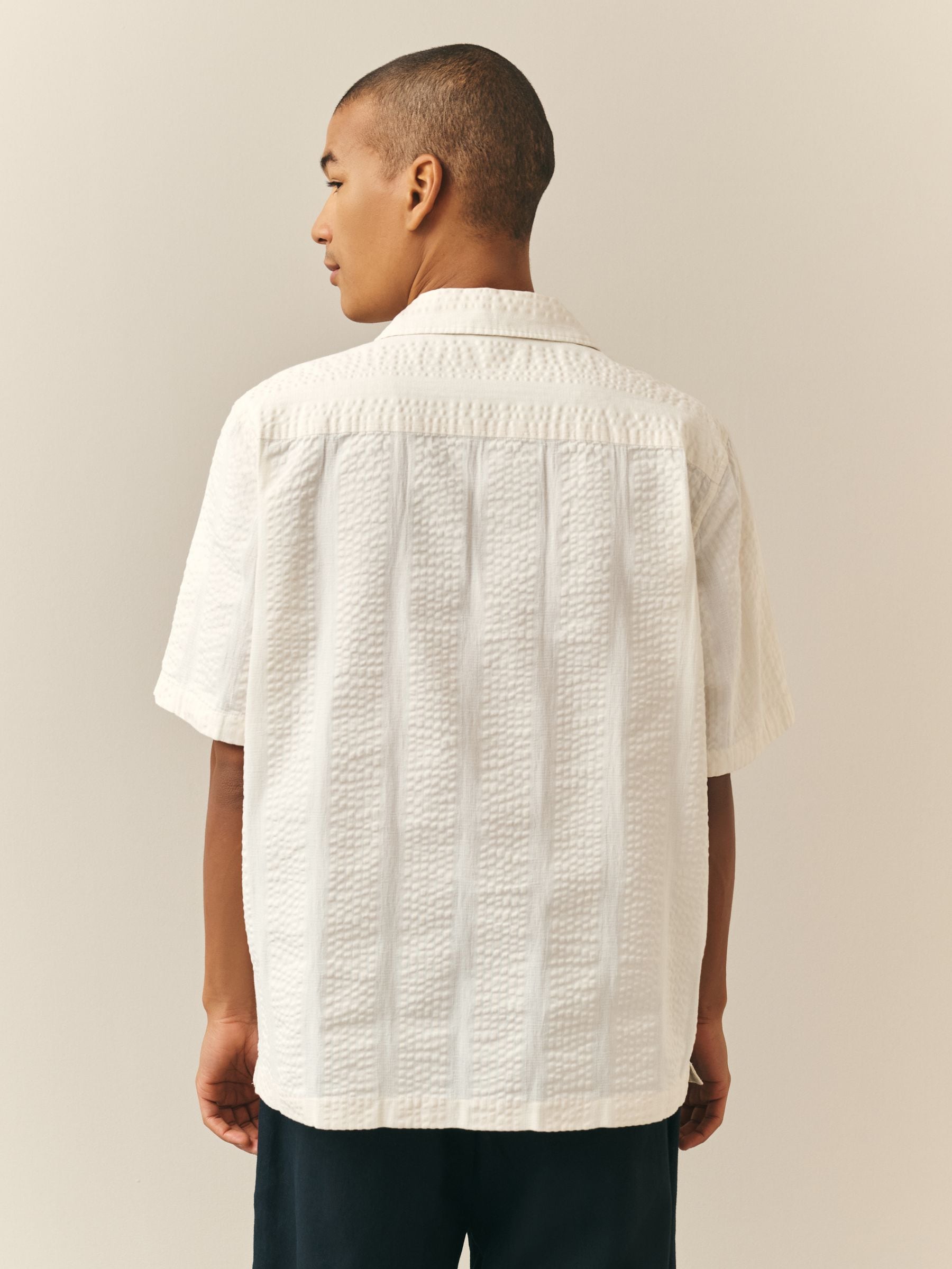Buy Neutral Textured Embroidered Floral Short Sleeve Shirt from