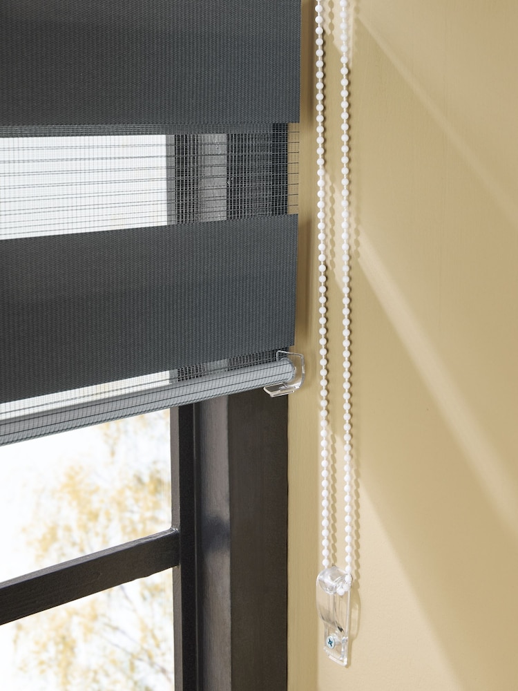 Grey Ready Made Day and Night Zebra Roller Blind - Image 7 of 7