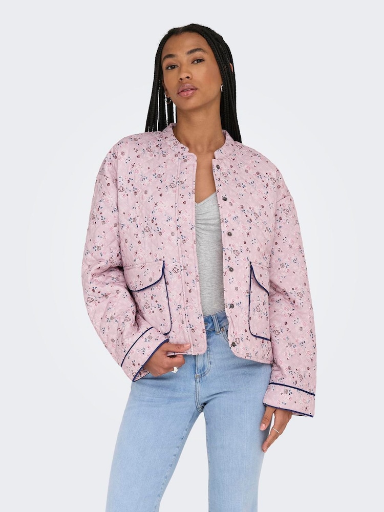 ONLY Pink Printed Quilted Short Jacket - Image 2 of 6