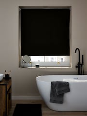 Black Ready Made Printed Texture Moisture Resistant Roller Blinds - Image 2 of 6