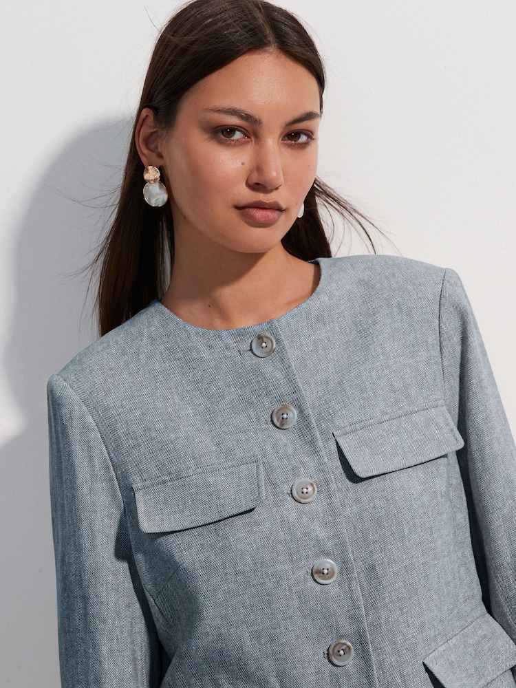 Denim Linen Rich Trophy Jacket - Image 5 of 5 Denim Linen Rich Trophy Jacket - Image 5 of 5