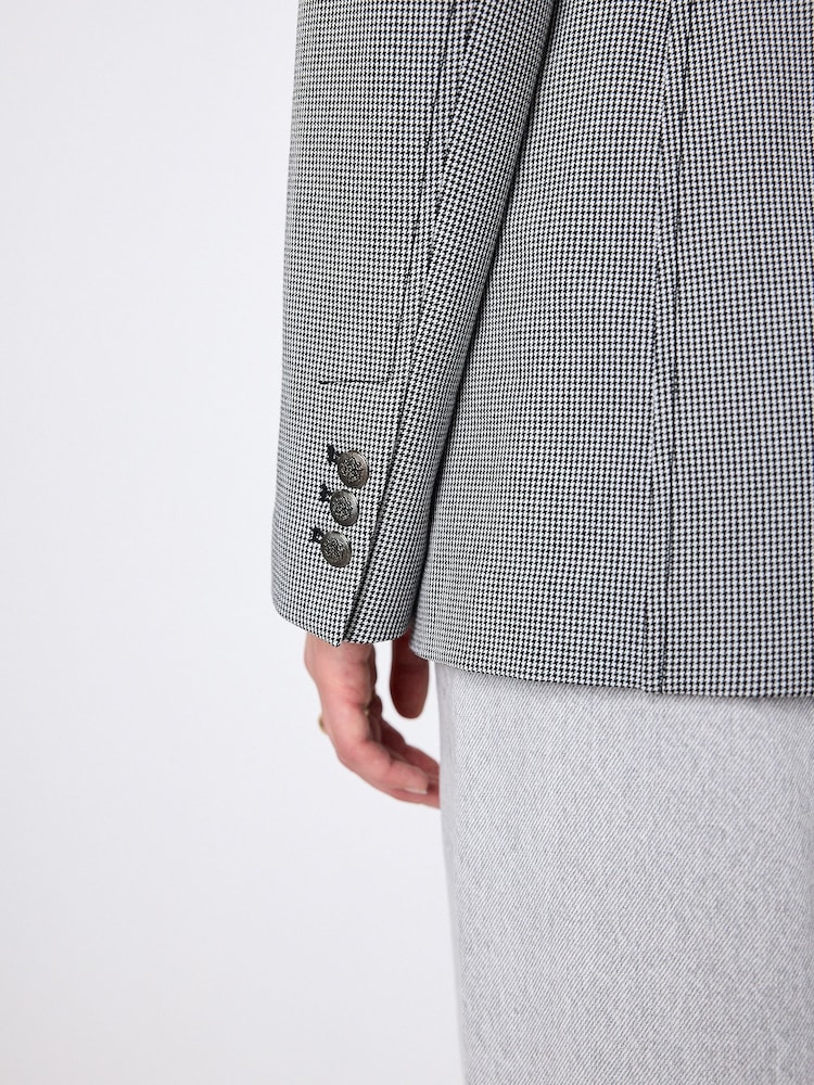 Black/White Mini Houndstooth Military Blazer - Image 5 of 5