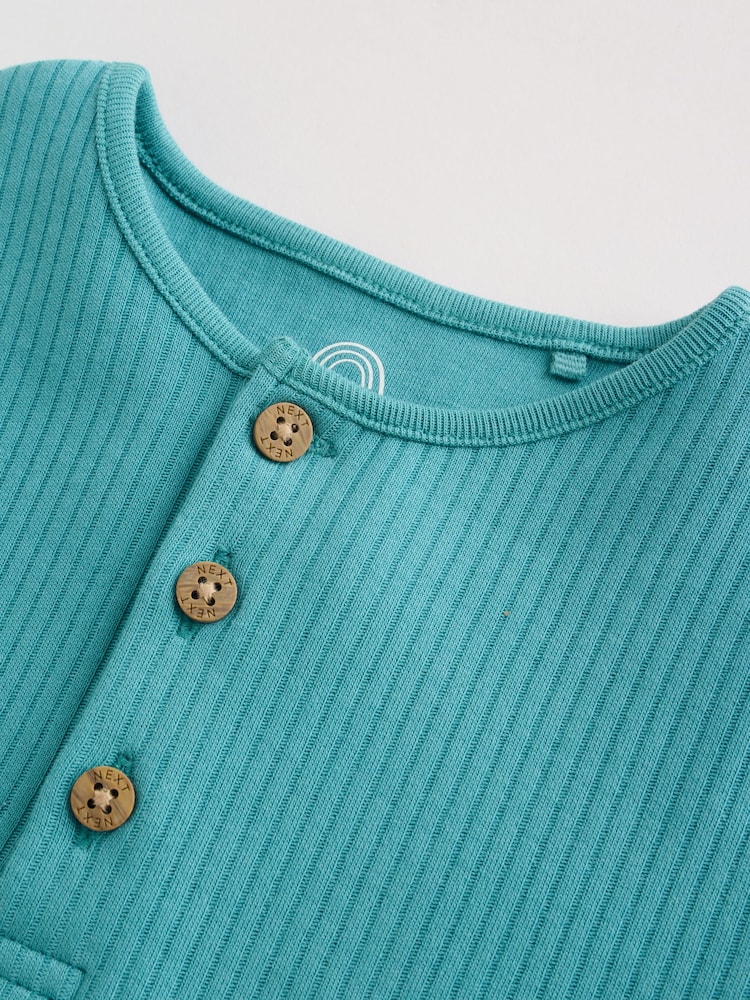 Green Grandad Button Neck Baby Rompers 4 Pack - Image 14 of 14