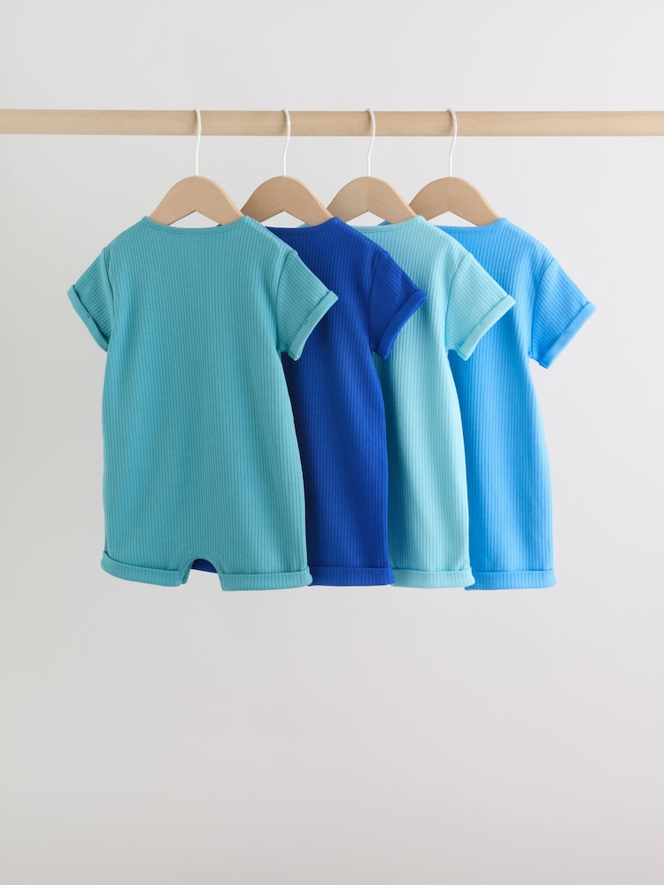 Green Grandad Button Neck Baby Rompers 4 Pack - Image 2 of 14