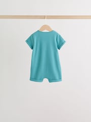 Green Grandad Button Neck Baby Rompers 4 Pack - Image 4 of 14