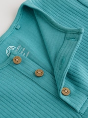 Green Grandad Button Neck Baby Rompers 4 Pack - Image 8 of 14