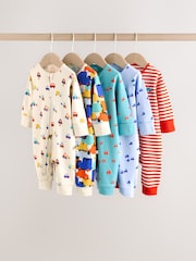 Multi Two Way Zip Baby Sleepsuit 5 Pack (0mths-3yrs) - Image 1 of 14