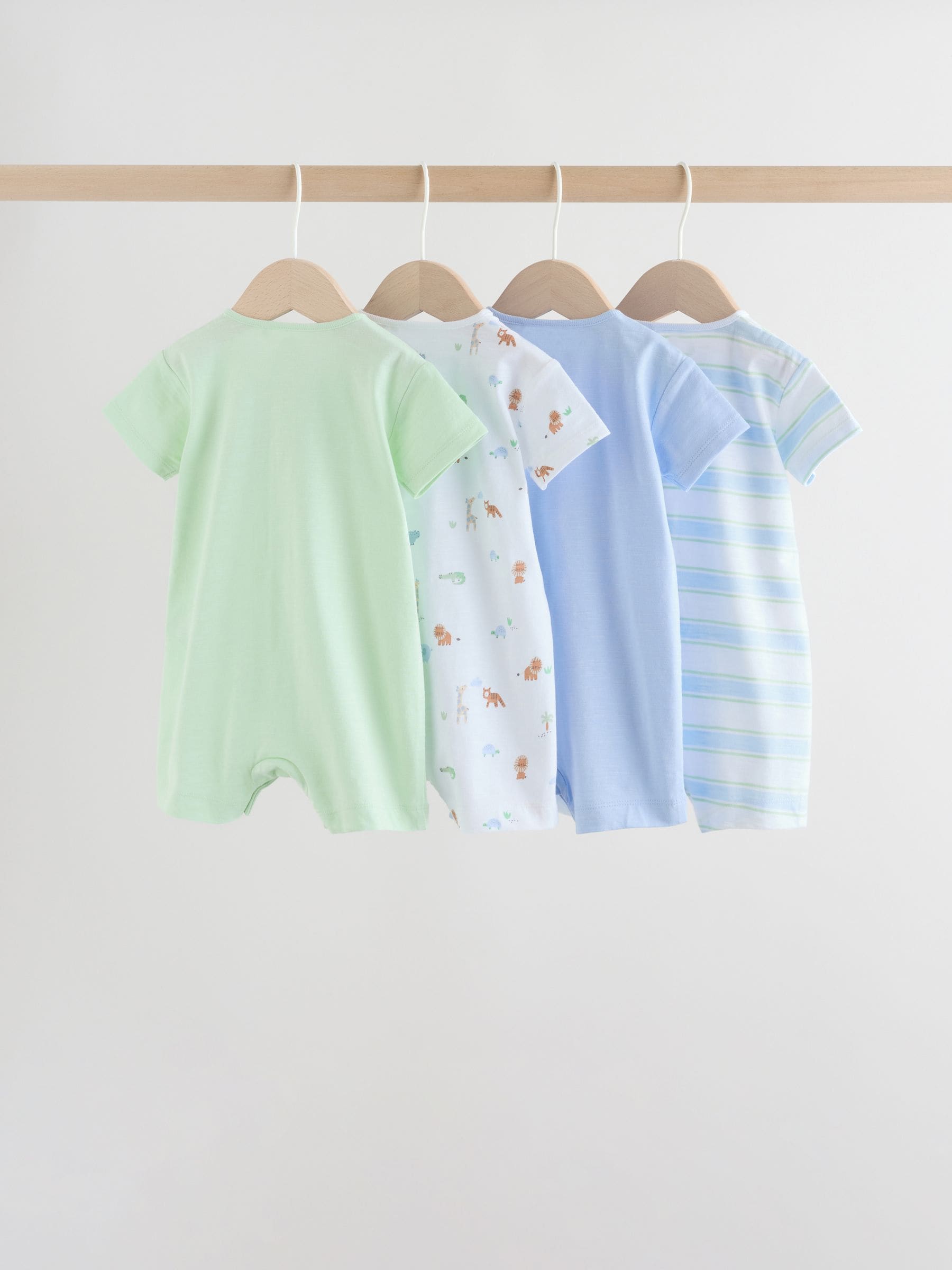 Buy Green Blue Safari Animal Jersey Baby Rompers 4 Pack from Next USA