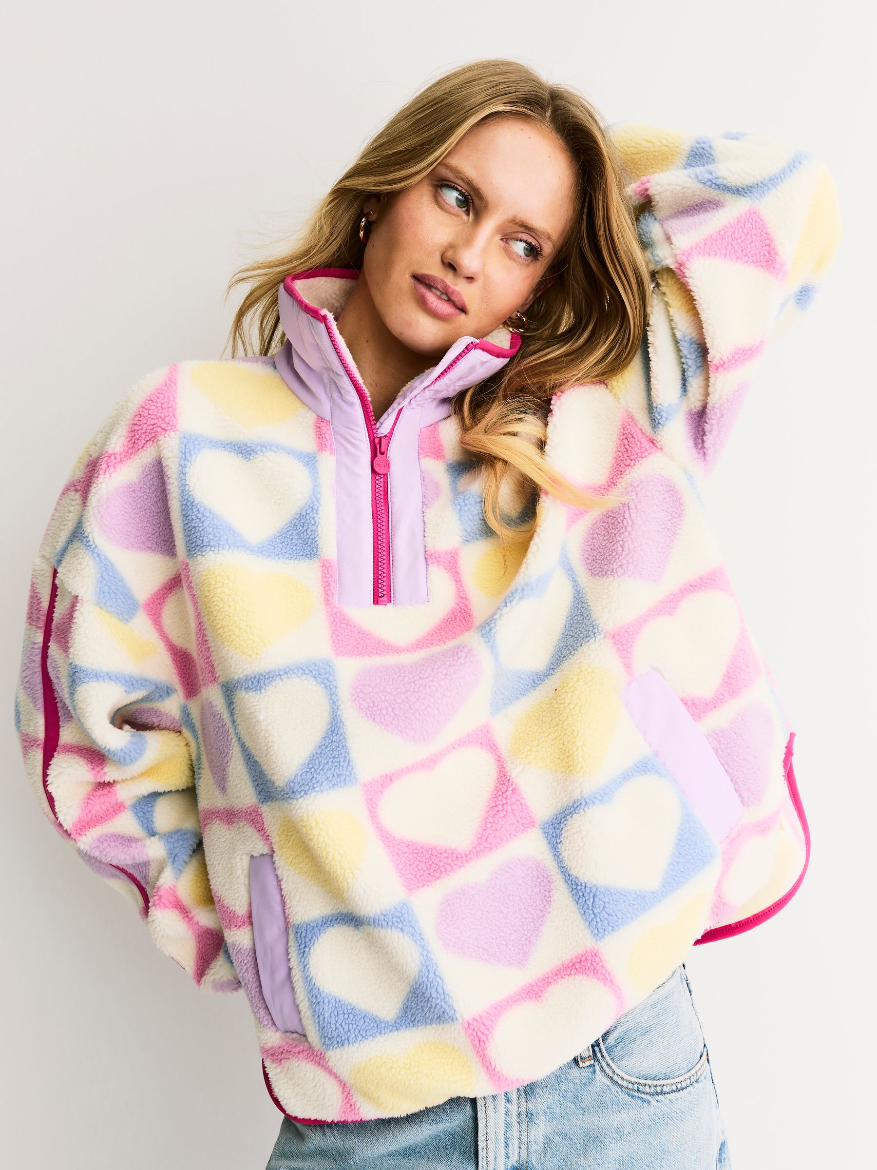 Buy Little Bird by Jools Oliver Multi Heart Colourblock Borg