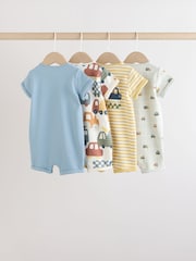Blue Transport Printed 100% Cotton Baby Rompers 4 Pack - Image 2 of 12