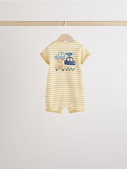 Blue Transport Printed 100% Cotton Baby Rompers 4 Pack - Image 5 of 12