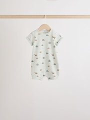 Blue Transport Printed 100% Cotton Baby Rompers 4 Pack - Image 7 of 12