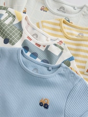 Blue Transport Printed 100% Cotton Baby Rompers 4 Pack - Image 8 of 12