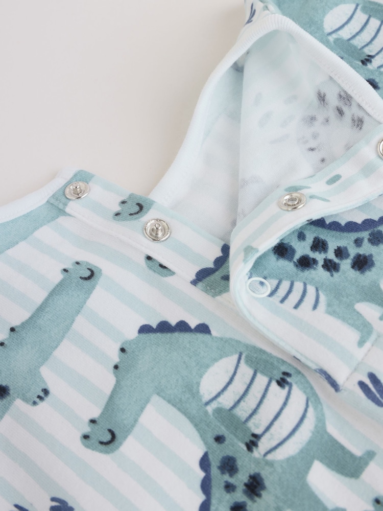 Blue Watercolour Animal Printed Popper Baby Jersey Rompers 3 Pack - Image 13 of 13 Blue Watercolour Animal Printed Popper Baby Jersey Rompers 3 Pack - Image 13 of 13