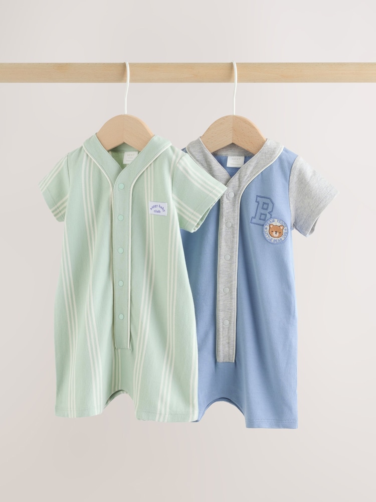 Blue Baby Jersey Rompers 2 Pack - Image 1 of 12