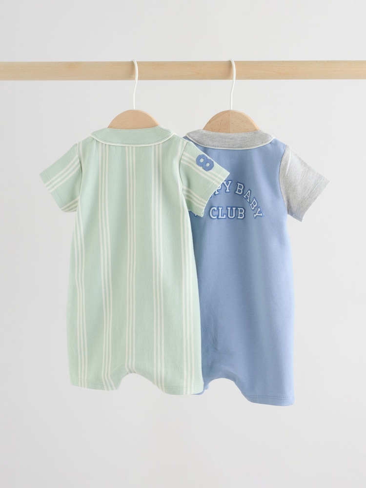 Blue Baby Jersey Rompers 2 Pack - Image 2 of 12