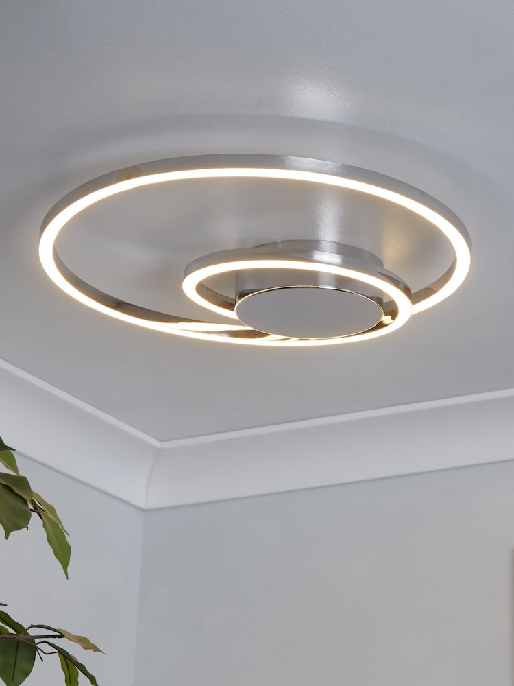Searchlight Chrome/White Hazel LED Ceiling Flush Light - Image 1 of 4