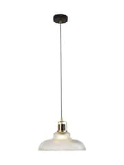 Searchlight Clear Brass and Black Highbury Industrial Pendant Ceiling Light - Image 2 of 4
