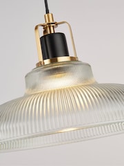 Searchlight Clear Brass and Black Highbury Industrial Pendant Ceiling Light - Image 4 of 4