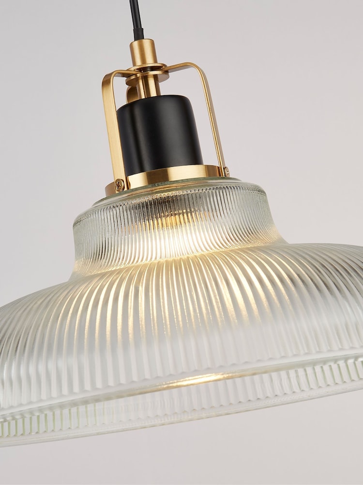 Searchlight Clear Brass and Black Highbury Industrial Pendant Ceiling Light - Image 4 of 4