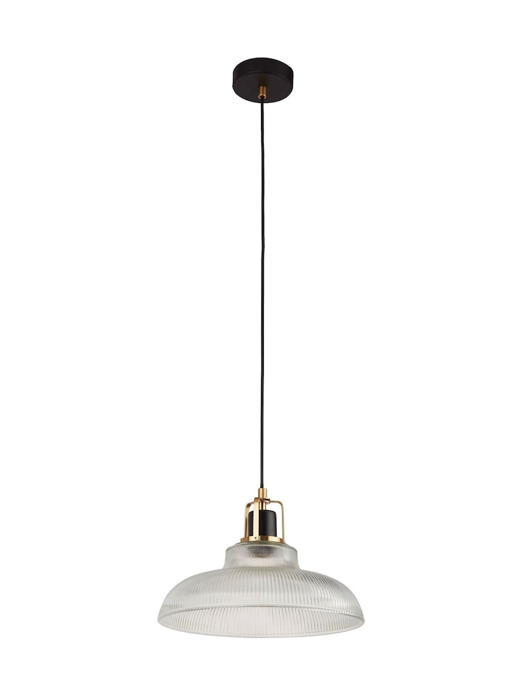 Searchlight Clear Brass and Black Highbury Industrial Pendant Ceiling Light - Image 4 of 4 Searchlight Clear Brass and Black Highbury Industrial Pendant Ceiling Light - Image 4 of 4