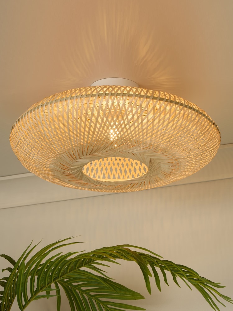 Searchlight White Havana Wood Flush Ceiling Light - Image 1 of 4 Searchlight White Havana Wood Flush Ceiling Light - Image 1 of 4