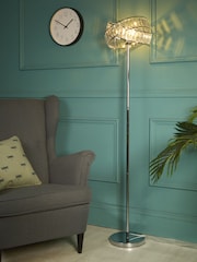 Searchlight Chrome/Clear Madea 2 Band Floor Lamp - Image 1 of 4