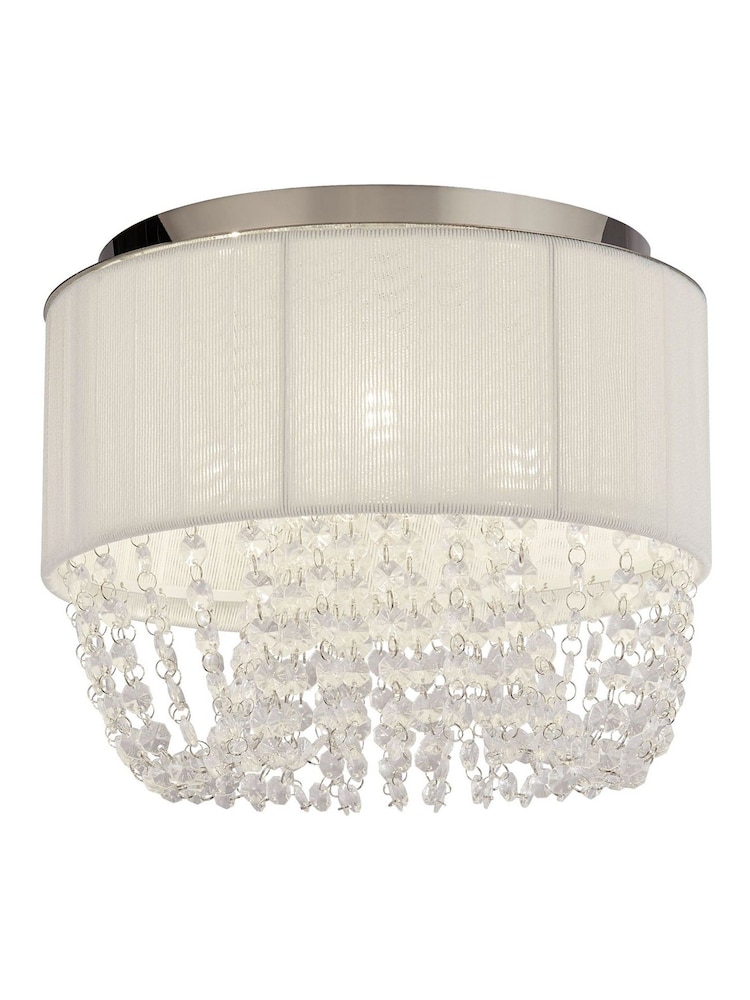 Searchlight White Chrome/Clear Sophia 3 Light Flush Ceiling Light With Drops - Image 2 of 4 Searchlight White Chrome/Clear Sophia 3 Light Flush Ceiling Light With Drops - Image 2 of 4