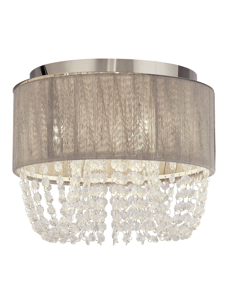 Searchlight Grey/Chrome/White/Clear Sophia 3 Light Flush Ceiling Light With Drops - Image 2 of 4