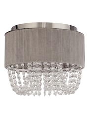 Searchlight Grey/Chrome/White/Clear Sophia 3 Light Flush Ceiling Light With Drops - Image 3 of 4
