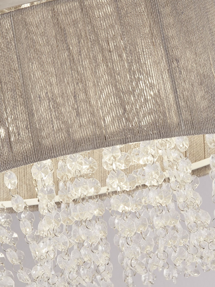 Searchlight Grey/Chrome/White/Clear Sophia 3 Light Flush Ceiling Light With Drops - Image 4 of 4