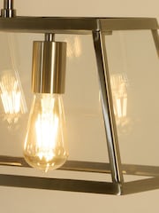 Searchlight Antique Brass and Clear Nirvana 3 Light Linear Pendant Bar Ceiling Light - Image 2 of 4