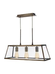 Searchlight Antique Brass and Clear Nirvana 3 Light Linear Pendant Bar Ceiling Light - Image 4 of 4