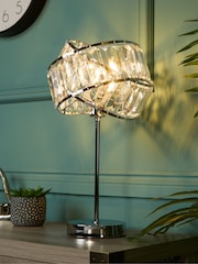 Searchlight Chrome/Clear Madea 2 Band Table Lamp - Image 1 of 4