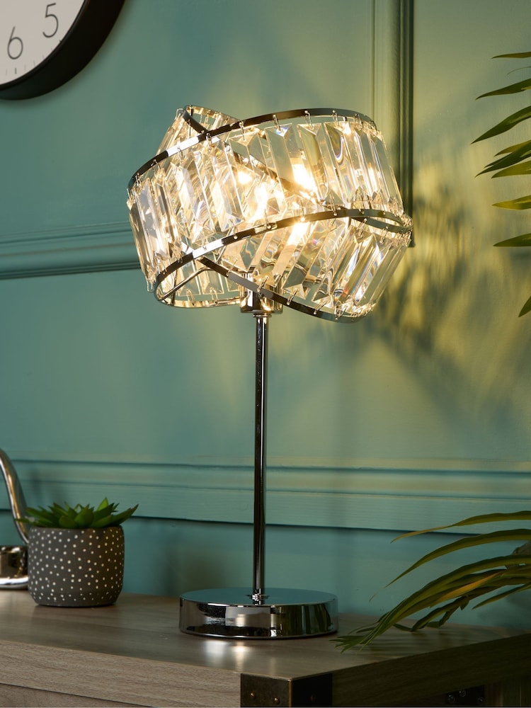 Searchlight Chrome/Clear Madea 2 Band Table Lamp - Image 1 of 4