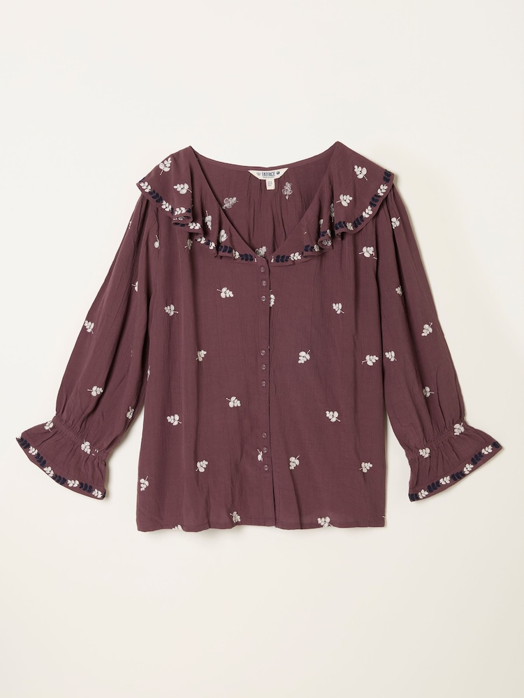 FatFace Etta Dusky Purple Embroidered Blouse - Image 1 of 1 FatFace Etta Dusky Purple Embroidered Blouse - Image 1 of 1