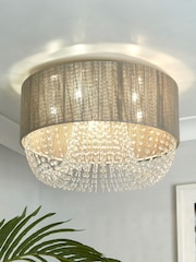 Searchlight Grey/Chrome/White/Clear Sophia 5 Light Flush Ceiling Light With Drops - Image 1 of 4