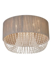Searchlight Grey/Chrome/White/Clear Sophia 5 Light Flush Ceiling Light With Drops - Image 2 of 4