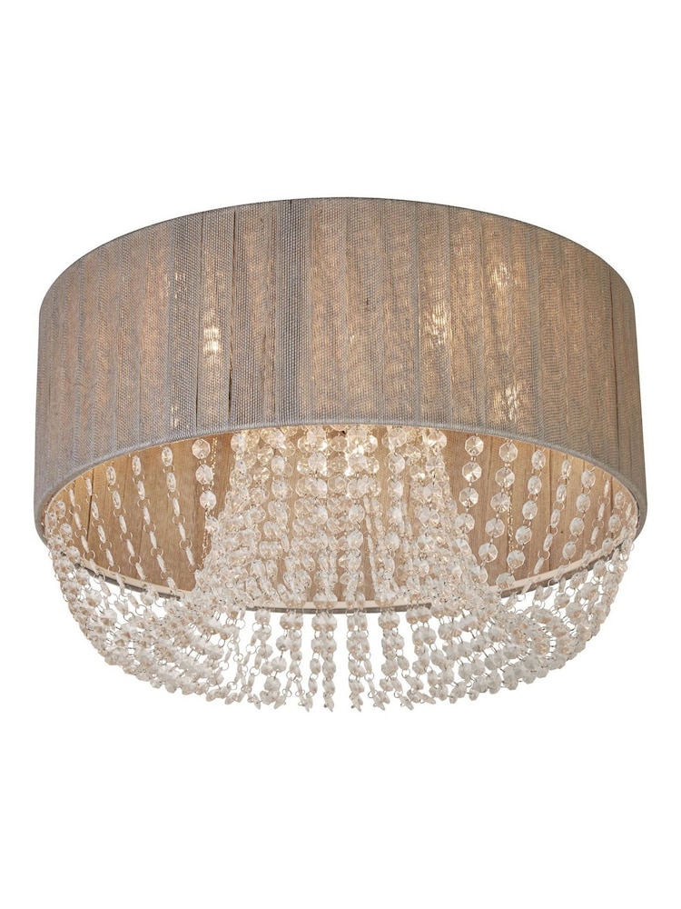 Searchlight Grey/Chrome/White/Clear Sophia 5 Light Flush Ceiling Light With Drops - Image 2 of 4
