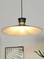 Searchlight Black Brass White Trapeze Pendant Ceiling Light - Image 1 of 4