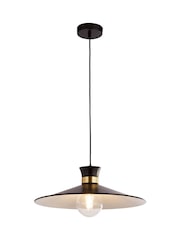 Searchlight Black Brass White Trapeze Pendant Ceiling Light - Image 2 of 4