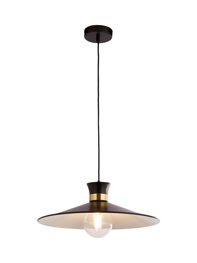 Searchlight Black Brass White Trapeze Pendant Ceiling Light - Image 2 of 4