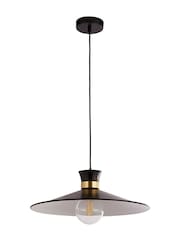 Searchlight Black Brass White Trapeze Pendant Ceiling Light - Image 3 of 4