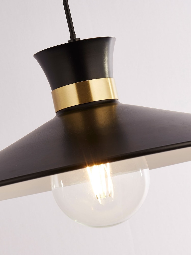 Searchlight Black Brass White Trapeze Pendant Ceiling Light - Image 4 of 4