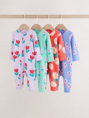 Lilac Purple Two Way Zip Baby Sleepsuit 4 Pack (0mths-3yrs) - Image 1 of 12