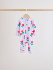 Lilac Purple Two Way Zip Baby Sleepsuit 4 Pack (0mths-3yrs) - Image 3 of 12