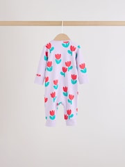 Lilac Purple Two Way Zip Baby Sleepsuit 4 Pack (0mths-3yrs) - Image 4 of 12
