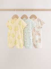 Yellow Easter Character Button Through Baby Jersey Rompers 3 Pack - Image 1 of 10